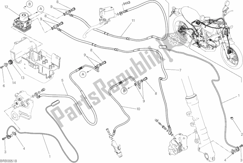 Tutte le parti per il Sistema Di Frenatura Antibloccaggio (abs) del Ducati Scrambler Sixty2 Thailand USA 400 2016